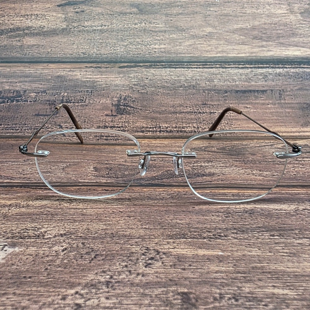 Silhouette Rimless Oval Eyeglasses Silver Brown Metal Frames Austria 52-18-140